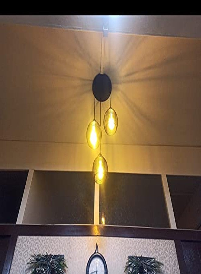 BrightLyt 3-Light Chandelier/Jhumar Industrial Black Finish Metal Shade Hanging Pendant Ceiling Lamp - Image 4